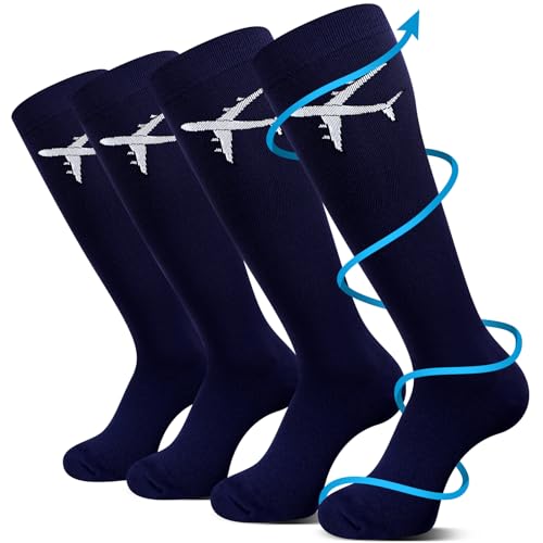 Skicuff 2 Pairs Travel Compression Socks for Men and Women - color: Navy Blue