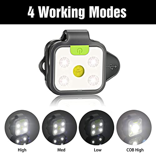 HOKOILN LED Winter Running Light with Hat Clip, Rechargeable Clip-on Running Light - color: Green