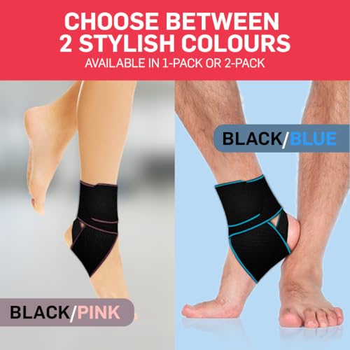 Dr. Arthritis Essentials Ankle Brace Support, Stabilizing Wrap for Sprains, Tendonitis, Achilles Injuries, Running, Basketball, Fits Left & Right Foot (Pink Single)