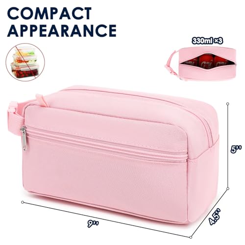 GYEUKHAM Freezable Lunch Bag,Reusable & Collapsible Mini Cooler for Adults,Insulated Lunch Box with Ice Packs,Freezable Snack Bag with Handle Buckle, On-the-Go,Pink - color: Pink+Ice pack