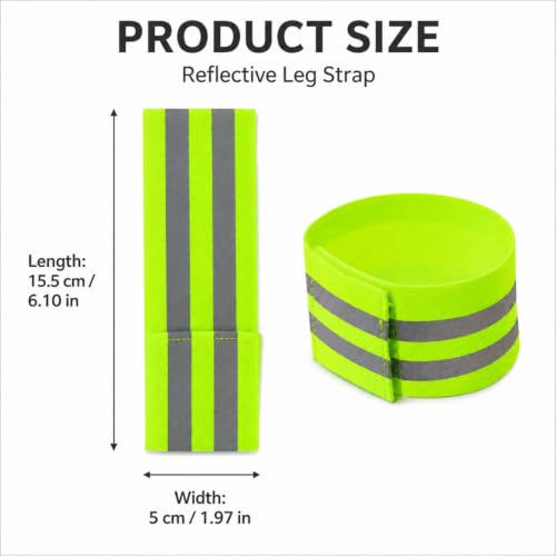 2pcs Reflective Leg Bands Adjustable Hook and Loop High Visibility Straps for Night Running Cycling Biking and Outdoor Sports, Green - color: Green