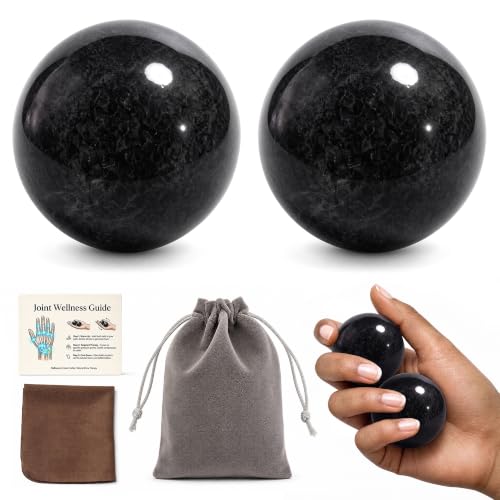 2 PCS Baoding Balls for Hand Therapy Meditation Balls Black - color: Obsidian Black Marble