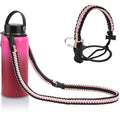 Wongeto Paracord Handle Carrier Holder with Shoulder Strap,Compatible with Hydro Flask Wide Mouth Water Bottles - color: Pink/Black