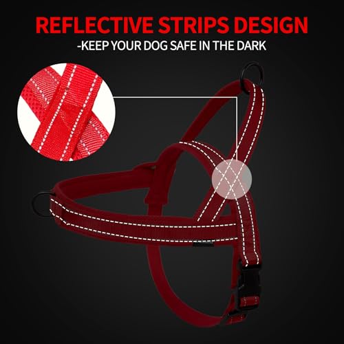 No Pull Dog Harness and 5FT Leash Set with Car Seatbelt Clip,Red, S - color: Reflective-Red, size: S:Belly Chest-19.2''-23.4''