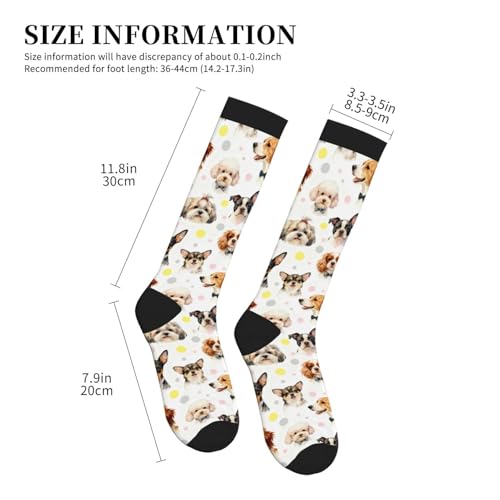 Compression Socks, Unisex 15-20 mmHg Knee High Support Socks - color: Dog