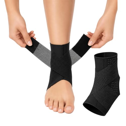 Ankle Brace Compression Sleeve for Sprained, Arch Pain, Sports (Black, XX-Large) - size: XX-Large