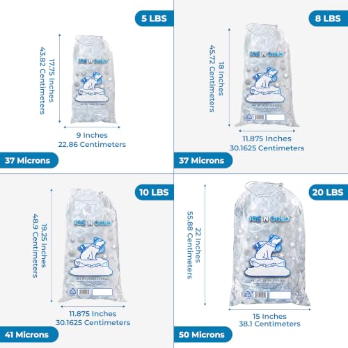 ICE N COLD 20lb Ice Bags (100 ct) with Cotton String | 15" x 22" - size: 20 lb