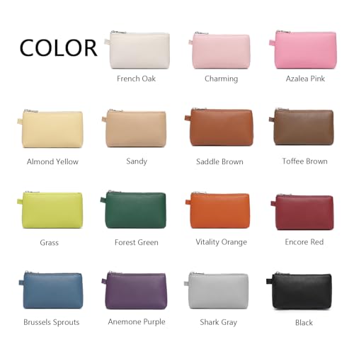 Small Makeup Bag for Purse, Leather Cosmetic (Azalea Pink) - color: PU/Azalea Pink