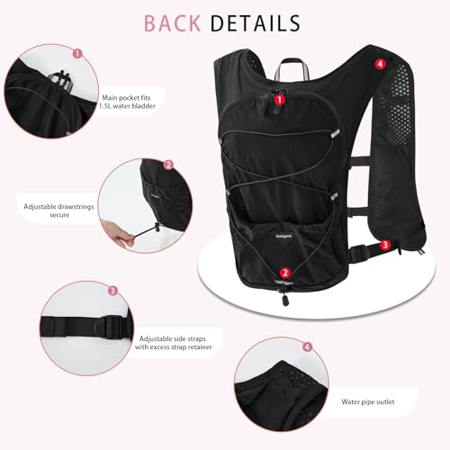 Running Hydration Vest Backpack with 1.5L Bladder for Men Women - color: black, size: without hydration