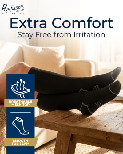 Pembrook Plus Size Compression Socks for Women Wide Calf - 3 Pairs, 20-30mmHg Extra Wide Calf Compression Socks, Up to 4XL - color: Black - 3 Pairs, size: XX-Large