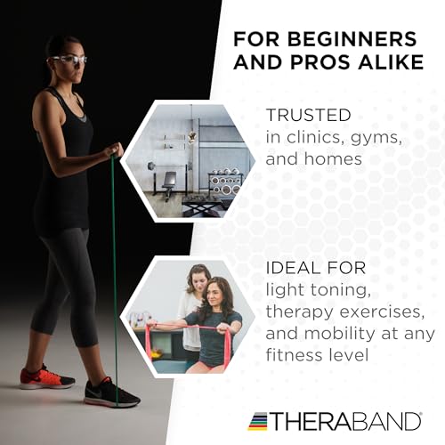 THERABAND Professional Resistance Band, Green Level 3 Heavy, 5 ft Exercise - color: Level 4 / Extra Heavy - Green