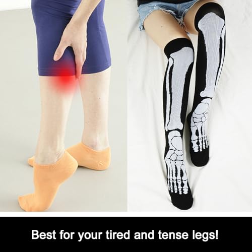Junely Compression Socks for Women Knee High Funny Socks - color: A10-skeleton