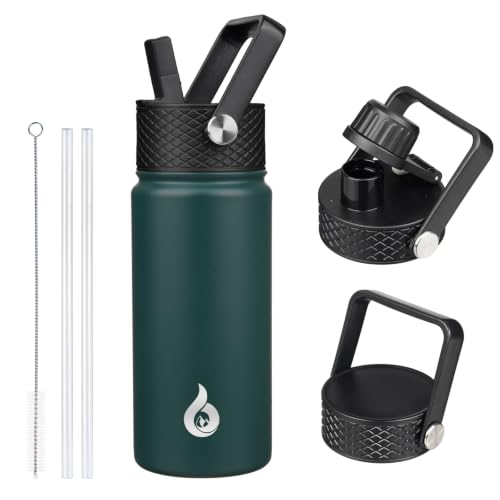 BJPKPK 18oz Insulated Water Bottle with Straw Lid, Stainless Steel Bottle - color: Army Green, size: 18 Ounces