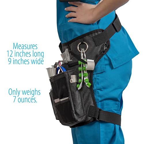 Nursing Tools Nurse Fanny Pack with Elastic Leg Band – Nursing Waist Bag Organizer with Holders for Stethoscope, Tape & Bandage Scissors – Medical Utility Pack (Black Noche) - color: Black Noche