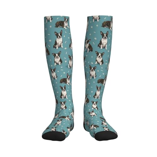 Cute Dog Compression Socks Women Men, Dog Lover Gift - color: Boston Terrier1