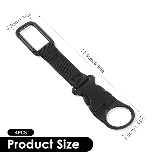 4 Pack Bottle Buckle Clip, Portable Water Bottle Ring Holder Heavy Duty Bottles Keychain for Outdoor Camping Hiking Traveling