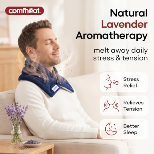 Neck Heating Pad Microwavable for Pain Relief, Moist Hot Compress - color: Navy Blue