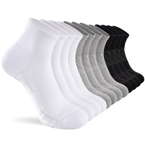 Ankle Socks Women White Black, 6/12 Pairs Running Quarter Socks - color: Black White Gray, size: 8-11