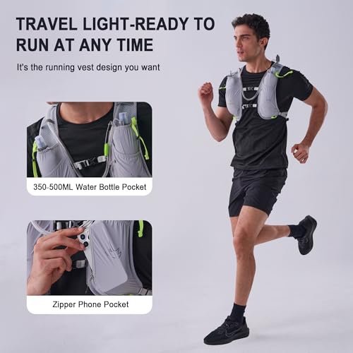 N NEVO RHINO 5.5L Running Vest, Hydration Vest with 1.5L Water Bladder - color: gray