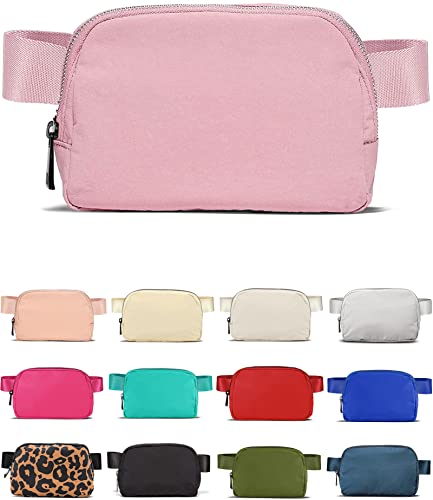 YOSHUYUKI Fanny Pack Crossbody Bag Trendy Waterproof Small Sling Cross Body Purse for Women Men Fashion Waist Packs Mini Belt Pouch Chest Bum Hip Bag Lulu Dupes for Travel Vacation Running Pink - color: Pastel Pink
