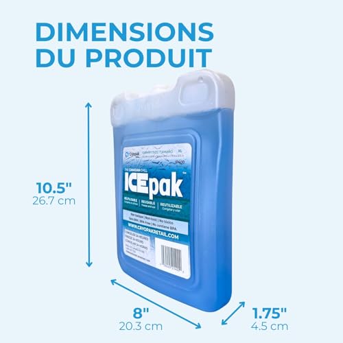 Cryopak ICEpak Hard Shell Reusable Ice Packs for Coolers and Lunch Box Use, Freezer Safe Gel Design, Professional Grade Cooling, Non-Toxic and BPA Free, Essential Travel Accessories - size: X Large (2 Pack)