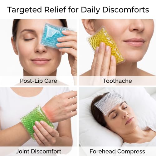 Small Ice Packs, Boo Boo Ice Packs for Injuries Reusable Hot Cold Packs Bulk Cold Compress for Pain Relief, Various Color, 8 Pack (8 Pack(3×2.4inch))