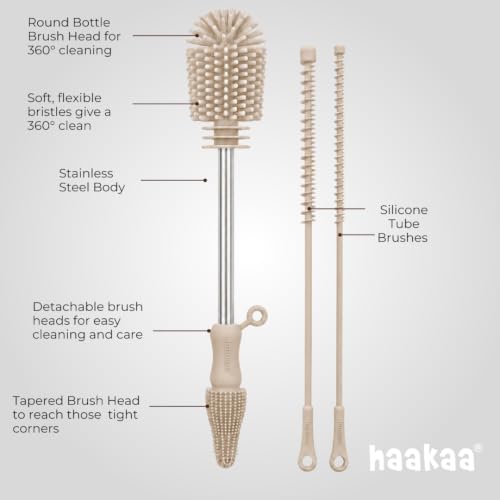 Haakaa Food-Grade Silicone Double-Ended Cleaning Brush (Brush-Pebble) - color: Brush-pebble