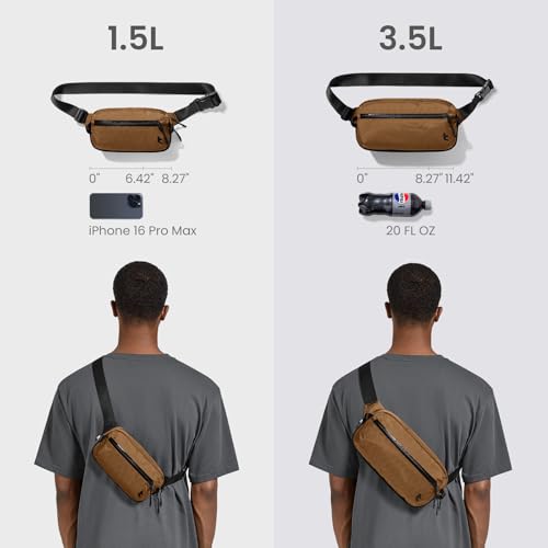 tomtoc 1.5L X-Pac Sling Bag with RFID Blocking Crossbody Pack for Men Women - color: X-Pac Brown, size: 1.5L