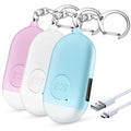 Personal Safety Alarm - 3-Pack - Rechargeable - Strobe LED Flashlight - SOS Emergency Loud Siren - Self-Defense Keychain - for Women, Students, Children, Seniors (White, Pink, Blue) - color: white+blue+pink