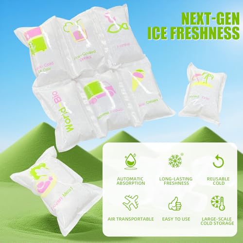 WORLD-BIO Dry Ice Packs for Shipping & Coolers, Shipping Ice Sheets for Coolers Reusable, Long Lasting Dry Ice for Shipping Food, Keep Food Drink Cold,17'' X 9.3'' 96 Cells - style: 8X3cell 4sheet - 96cells