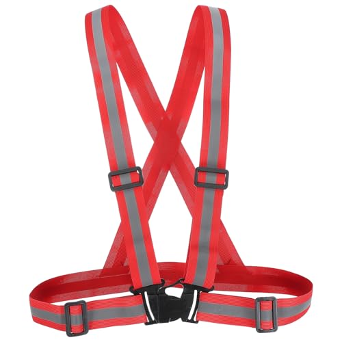 PATIKIL Reflective Safety Vest, Hi-Vis Safety Vests, Adjustable High Visibility Reflective Strips for Outdoor Jogging - color: Red