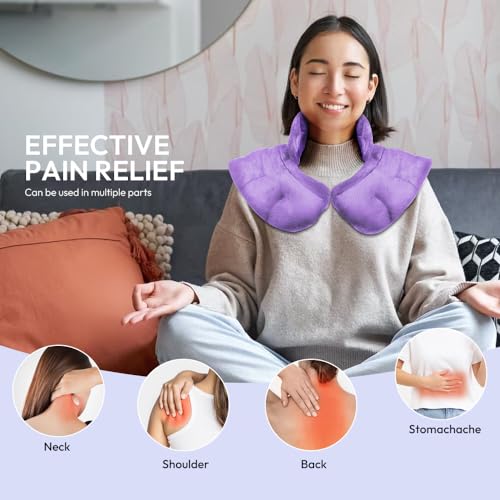 Microwavable Heat Pad for Neck and Shoulders, Warm Compress Wrap, Purple - color: Heat Pad06 -Purple