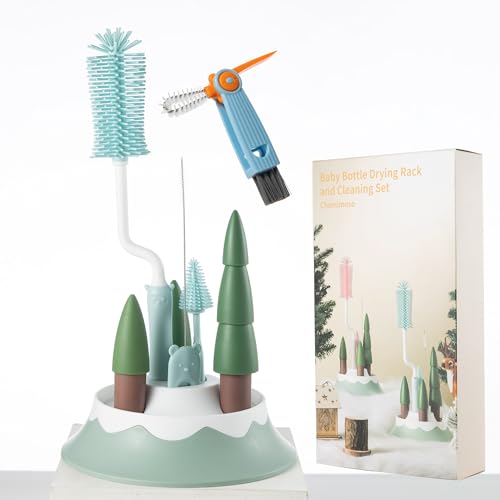 Baby Bottle Drying Rack and Cleaning Set，Xmas Surprise Gift for Newmom - style: Set, Blue