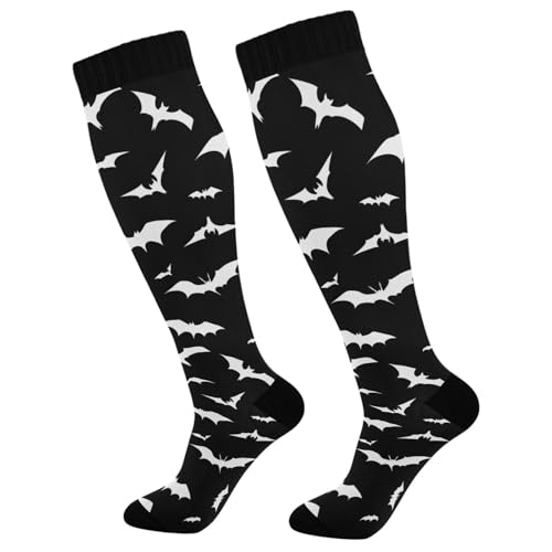 Wusikd Heartbeat Symbol Compression Socks for Women and Men Circulation Black Long Socks for Athletic Running 1 - color: Bat