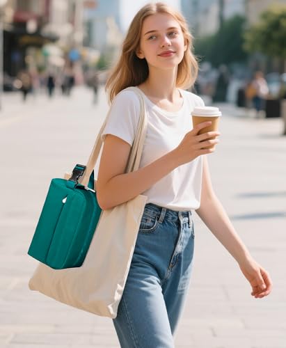 Small Insulated Lunch Bag: Reusable Small Lunch Box, Mini Soft Cooler Bag - color: Peacock