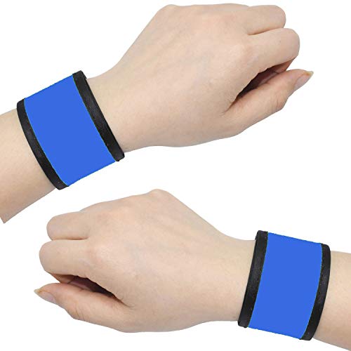 LED Glow Slap Bracelets Light Up Wristbands Flashing Arm Wrist Bands High Visibility Safety Gear Lights for Cycling Walking Running Concert Camping Outdoor Sports, Fits Women Men - color: 2 Pack - Blue