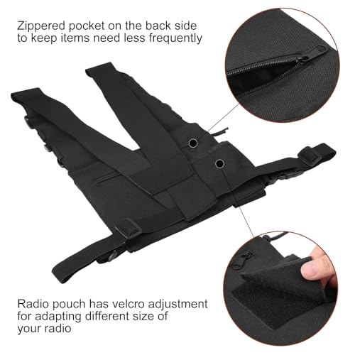 Radio Chest Harness Chest Front Pack Pouch Holster Vest Rig for Two Way Radio Walkie Talkie(Rescue Essentials) - color: Black 02