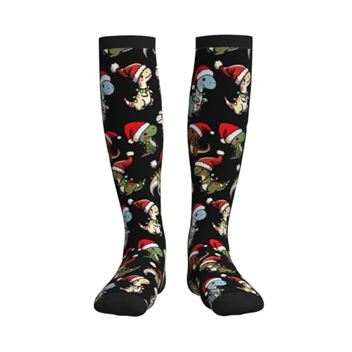 Compression Socks Circulation 15-20 Mmhg Knee High - color: Christmas Dinosaurs