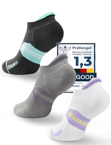 Juclise Women's No Show Compression Running Socks, 3 Pairs - color: Bright Lilac+aqua Black+light Grey, size: Small