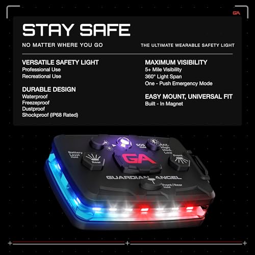 Guardian Angel Elite Safety Light IR - Red/Blue/White Front & Red/Blue Rear - color: Red/Blue/Infrared, size: 1-Pack
