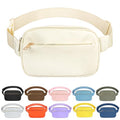 Fashion Fanny Bag-Waist Pack With Adjustable Belt Bag-Unisex Crossbody Pack For Travel Running Hiking-Beige - color: 3-Zipper Beige