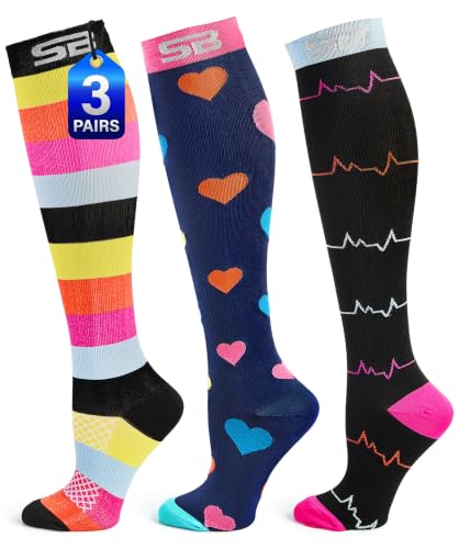 SB SOX 3-Pair Compression Socks (15-20mmHg) - color: 08 – Multi-color, size: S/M