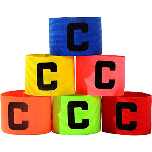 6 Pieces Elastic Soccer Captain Armband Adjustable Football Basketball Player Bands for Adult Youth - color: 6 Colors