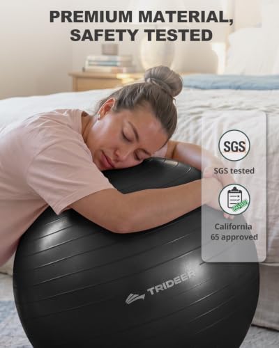 Trideer Yoga Ball for Exercise, Pregnancy, Exercise Ball, Pump Included - color: Black, size: M(19-22ines/48-55cm)