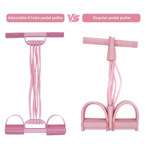 Multi-Function Tension Rope Band & Pedal Puller Resistance Band, 6-Tube Elastic Yoga Pedal Puller Resistance Band, for Abdomen/Waist/Arm/Leg Stretching Slimming Training - color: Pink-8 tube