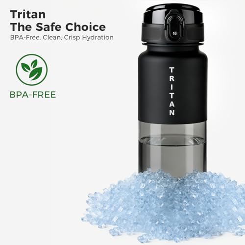 32oz Clear Tritan Water Bottle with Chug Lid - color: Black