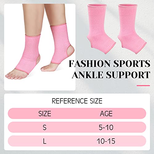 Haysandy 4 Pcs Kids Ankle Brace Support, Pink, 10-15 Years - color: Pink, size: 10-15 Years