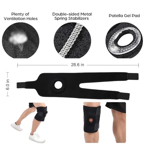 NADUSEP Knee Brace for Men Women, Adjustable Compression Sleeve Wrap Patellar Pad Tendon Knee Support Knee Strap for Running Sport Workout (short)