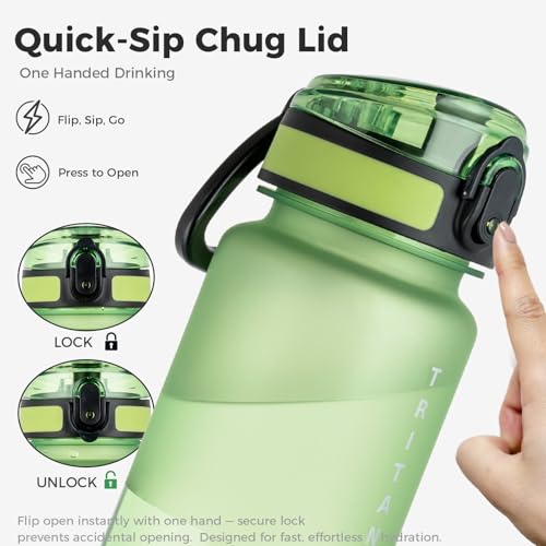 32oz Clear Tritan Water Bottle with Chug Lid - color: Green