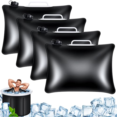 4 Pack Large Refillable Ice Bath Bags for Cold Plunge Tubs, 24 L